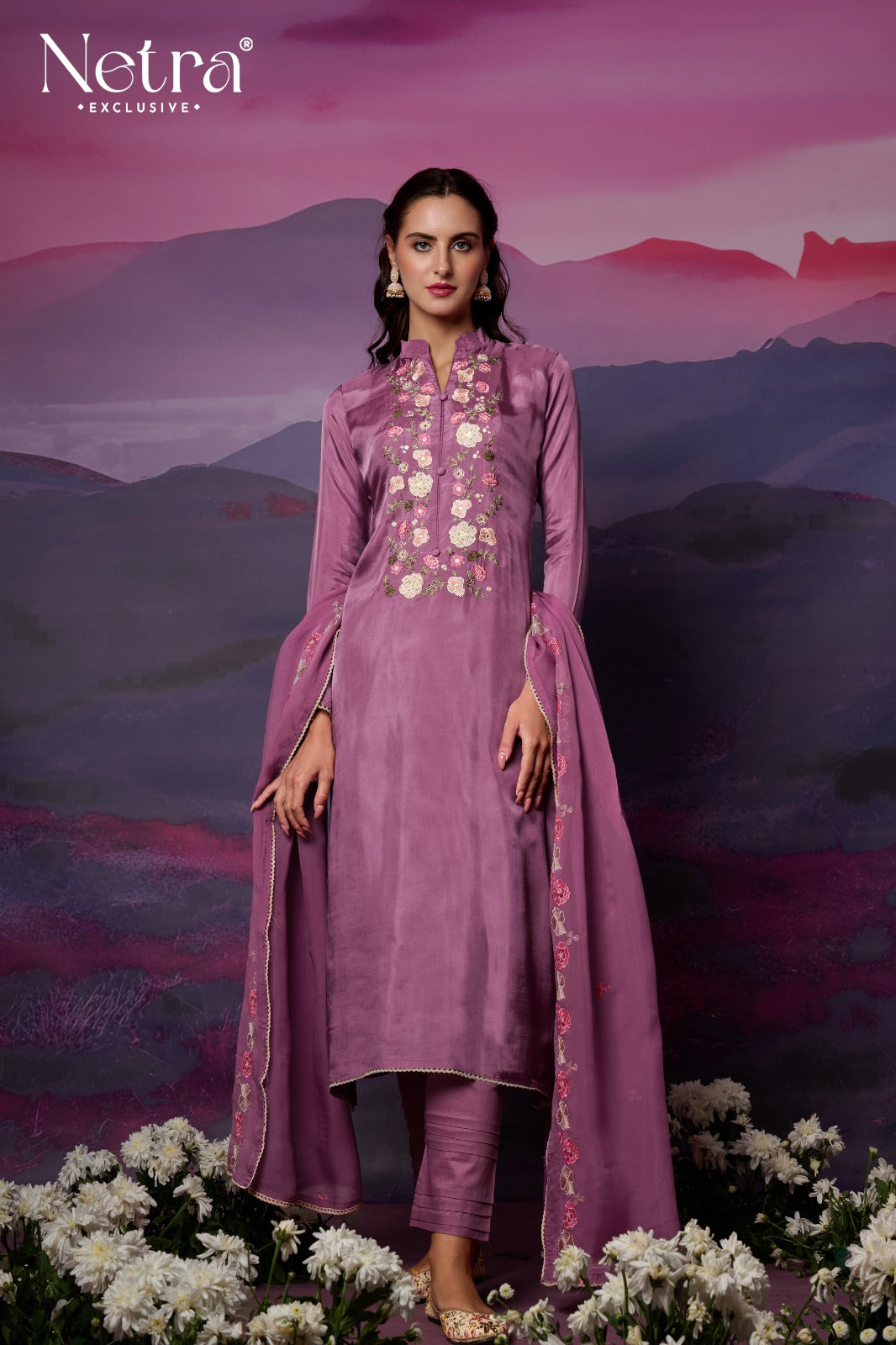 Eshana Netra Bemberg Silk Pant Style Suits Wholesale Rate