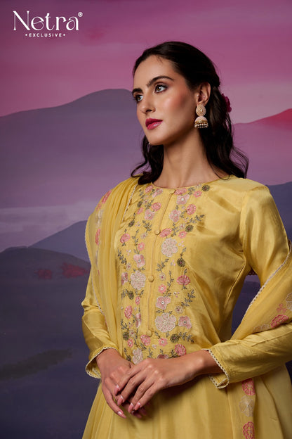 Eshana Netra Bemberg Silk Pant Style Suits Wholesale Rate