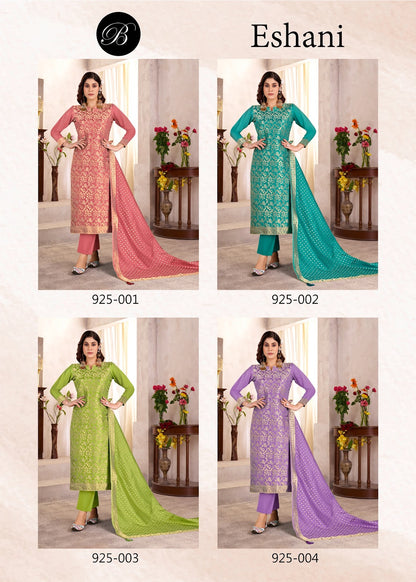 Eshani Belliza Designer Studio Silk Jacquard Karachi Salwar Suits Wholesaler Ahmedabad