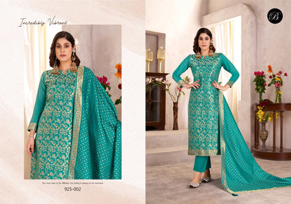 Eshani Belliza Designer Studio Silk Jacquard Karachi Salwar Suits Wholesaler Ahmedabad
