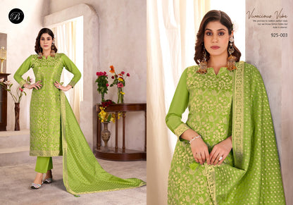 Eshani Belliza Designer Studio Silk Jacquard Karachi Salwar Suits Wholesaler Ahmedabad