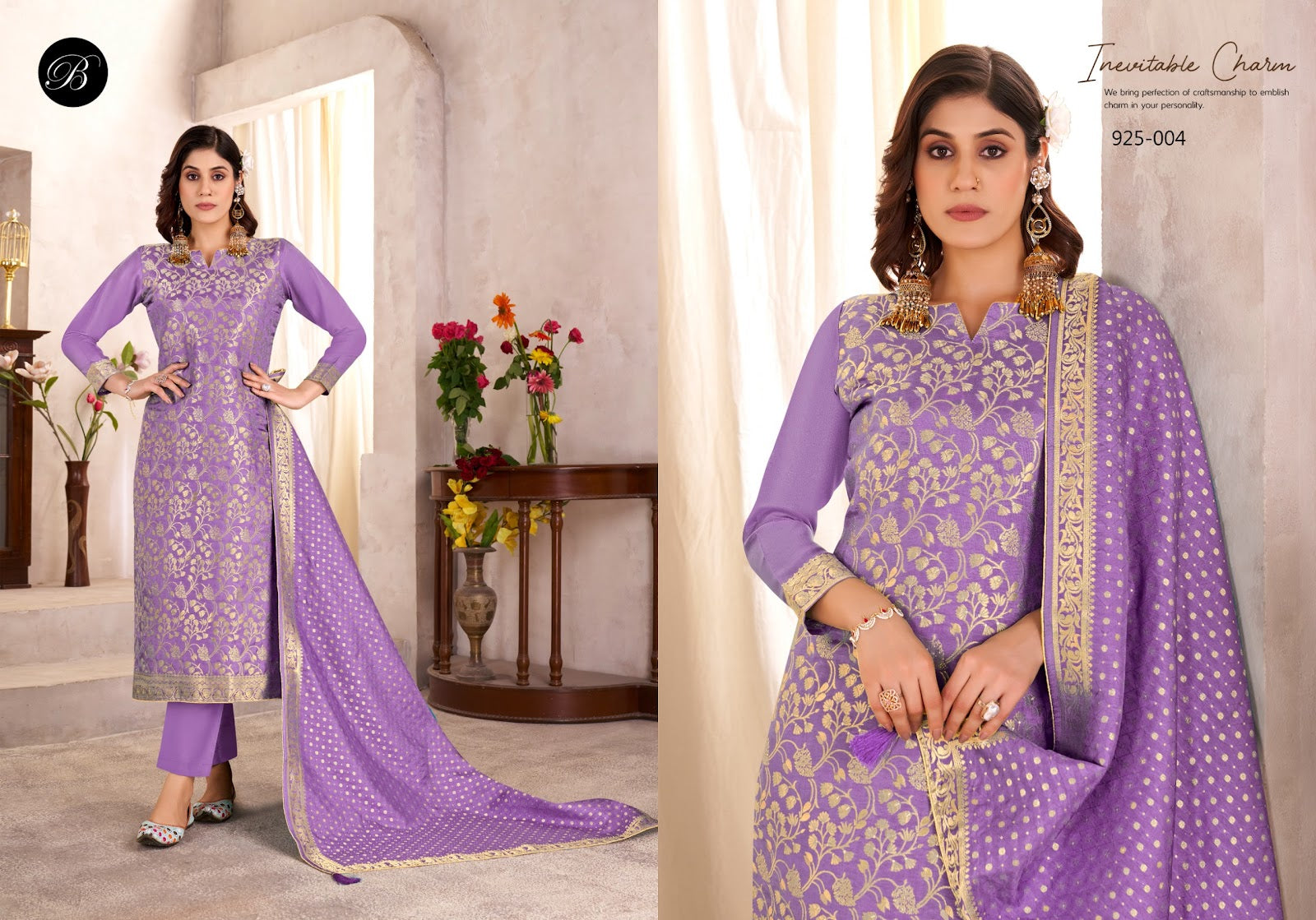 Eshani Belliza Designer Studio Silk Jacquard Karachi Salwar Suits Wholesaler Ahmedabad