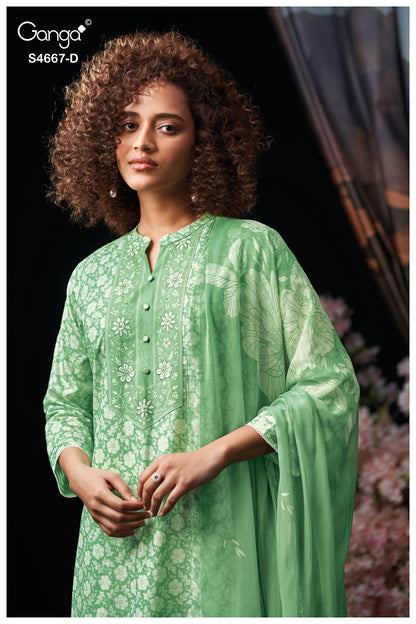 Eshara S4667 Ganga Cotton Pant Style Suits Manufacturer India