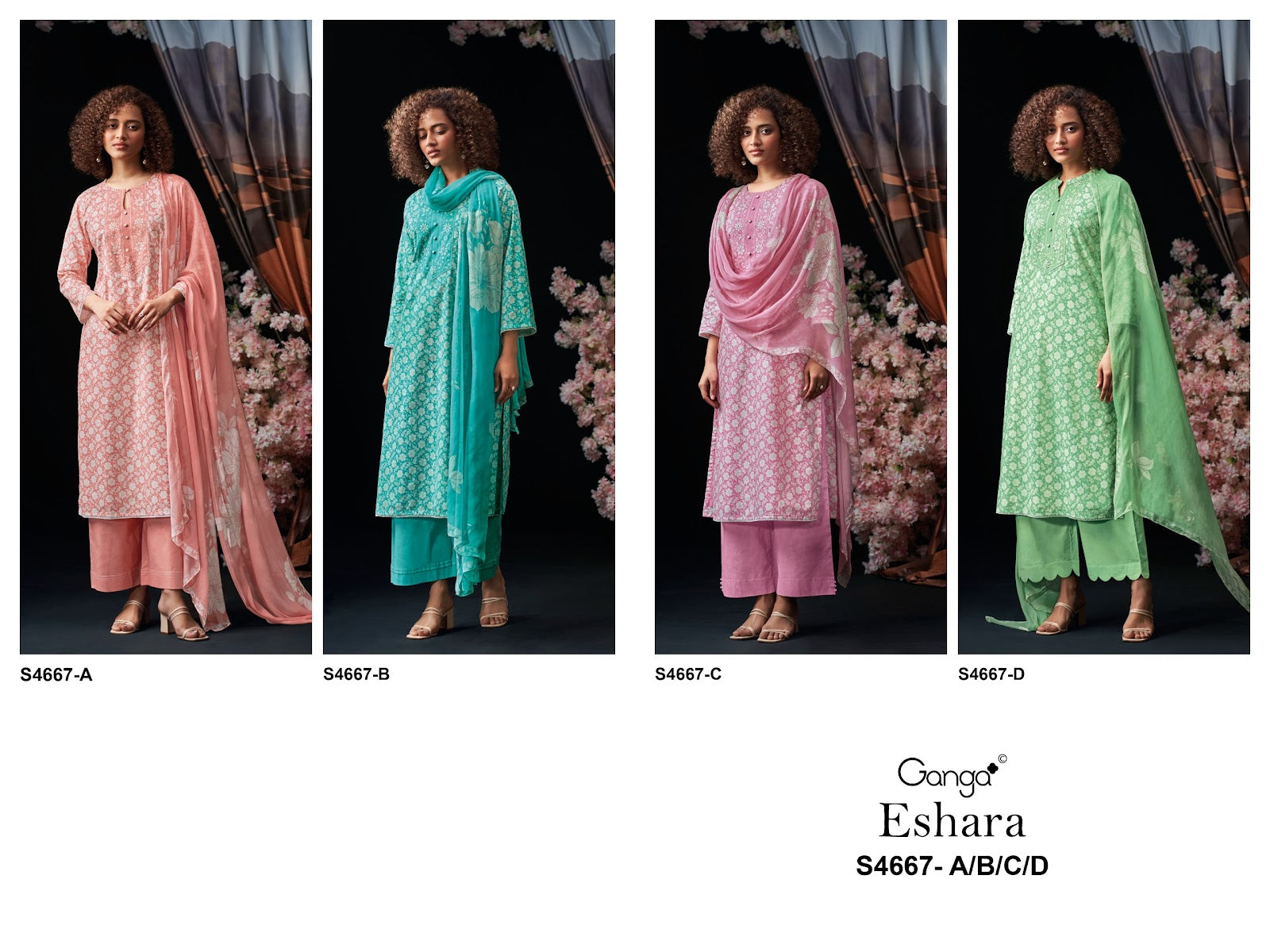 Eshara S4667 Ganga Cotton Pant Style Suits Manufacturer India