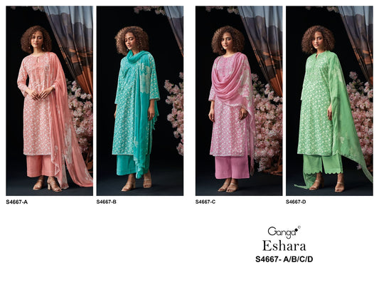 Eshara S4667 Ganga Cotton Pant Style Suits Manufacturer India