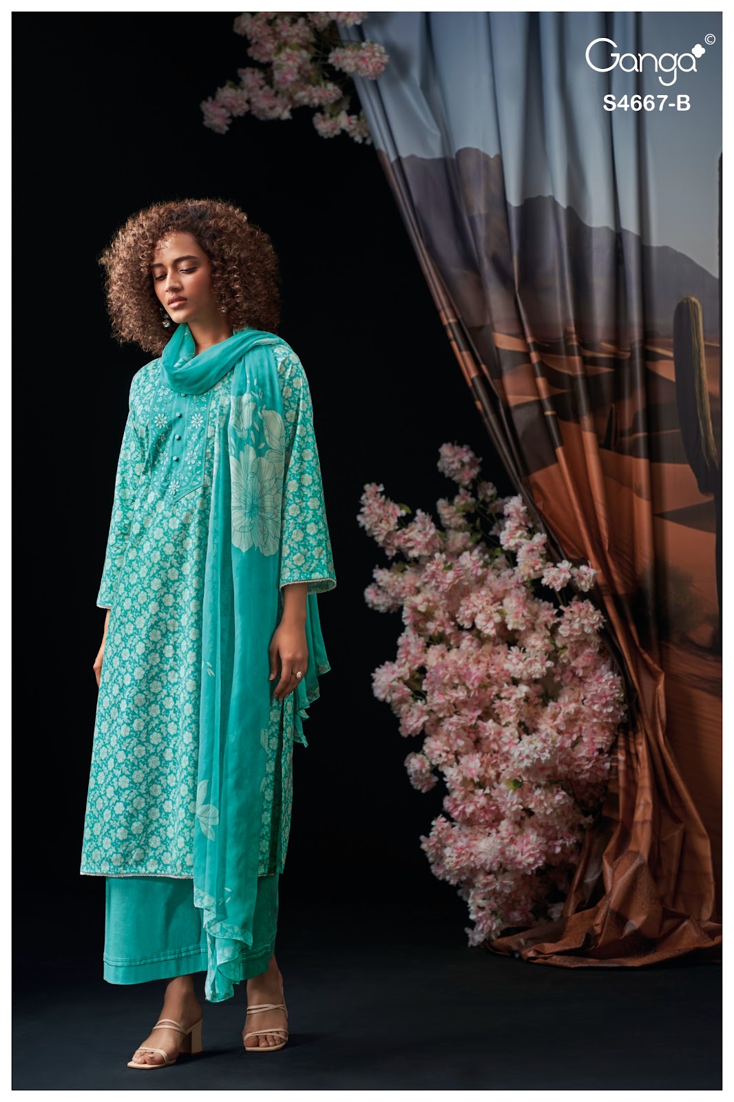 Eshara S4667 Ganga Cotton Pant Style Suits Manufacturer India