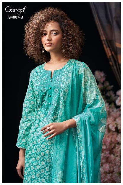Eshara S4667 Ganga Cotton Pant Style Suits Manufacturer India