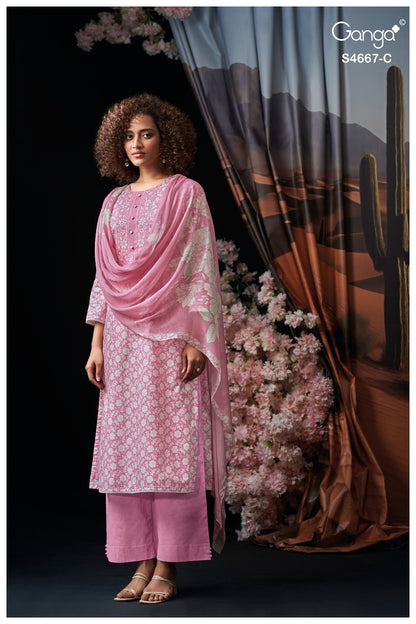 Eshara S4667 Ganga Cotton Pant Style Suits Manufacturer India