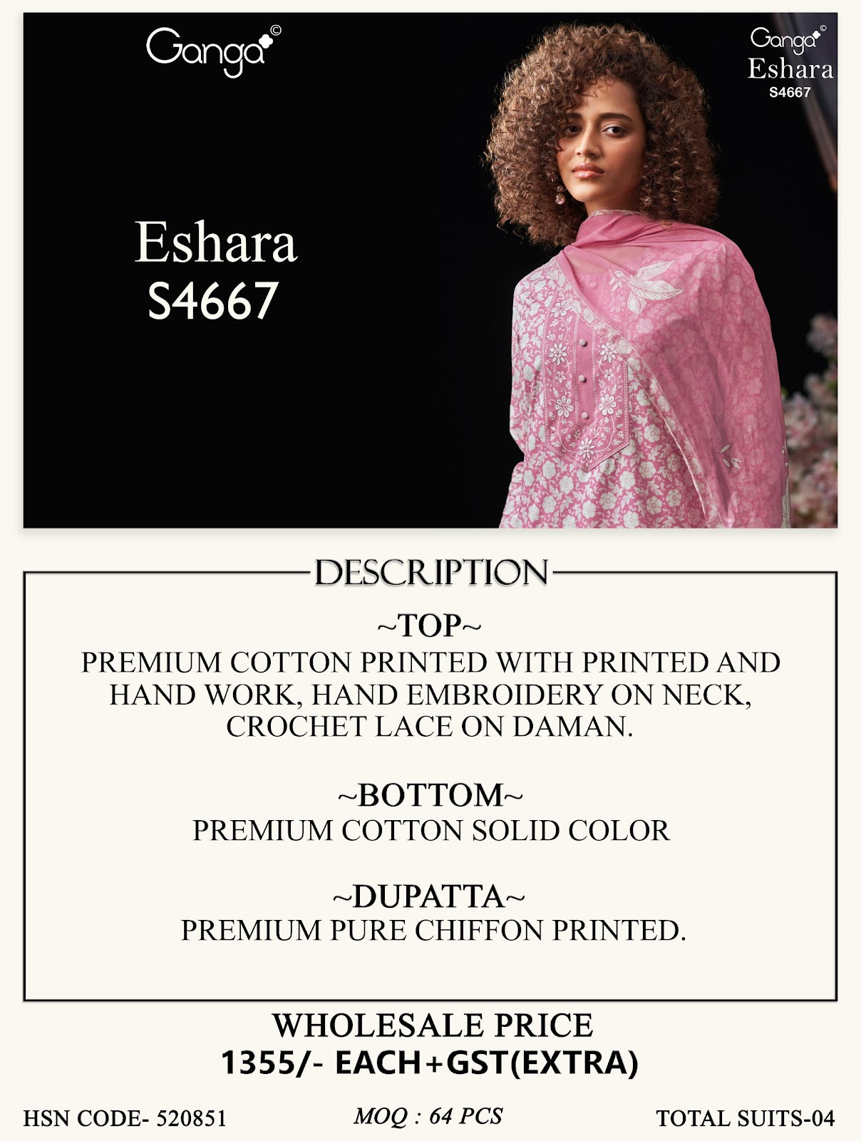 Eshara S4667 Ganga Cotton Pant Style Suits Manufacturer India
