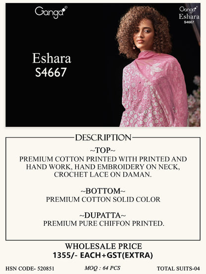 Eshara S4667 Ganga Cotton Pant Style Suits Manufacturer India