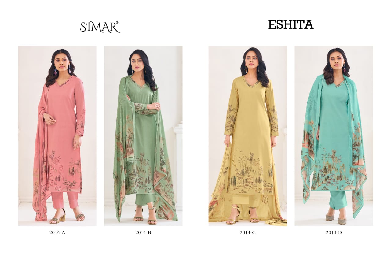 Eshita Simar Glossy Pure Lawn Pant Style Suits Wholesaler