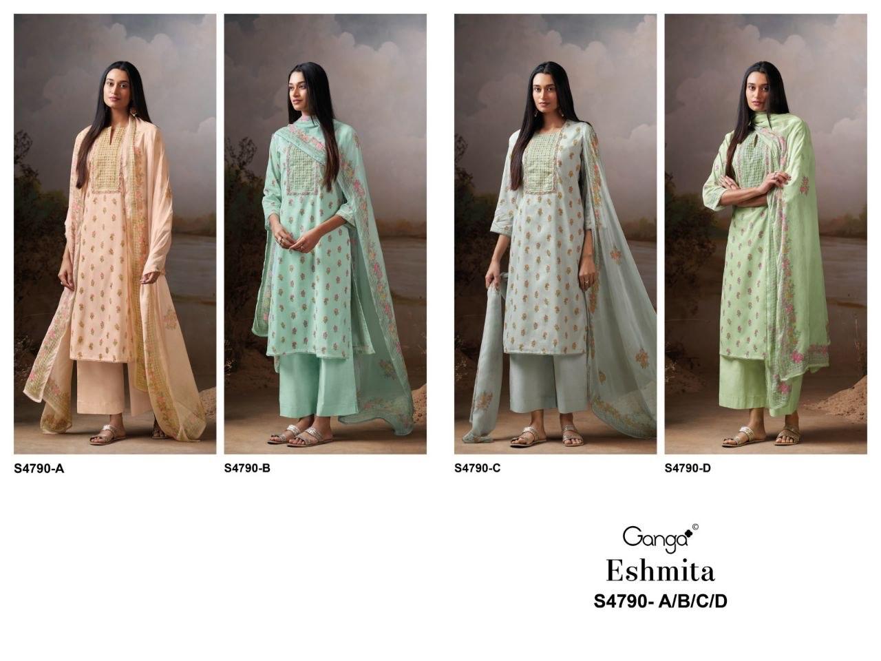 Eshmita S4790 Ganga Organdy Plazzo Style Suits Supplier Ahmedabad