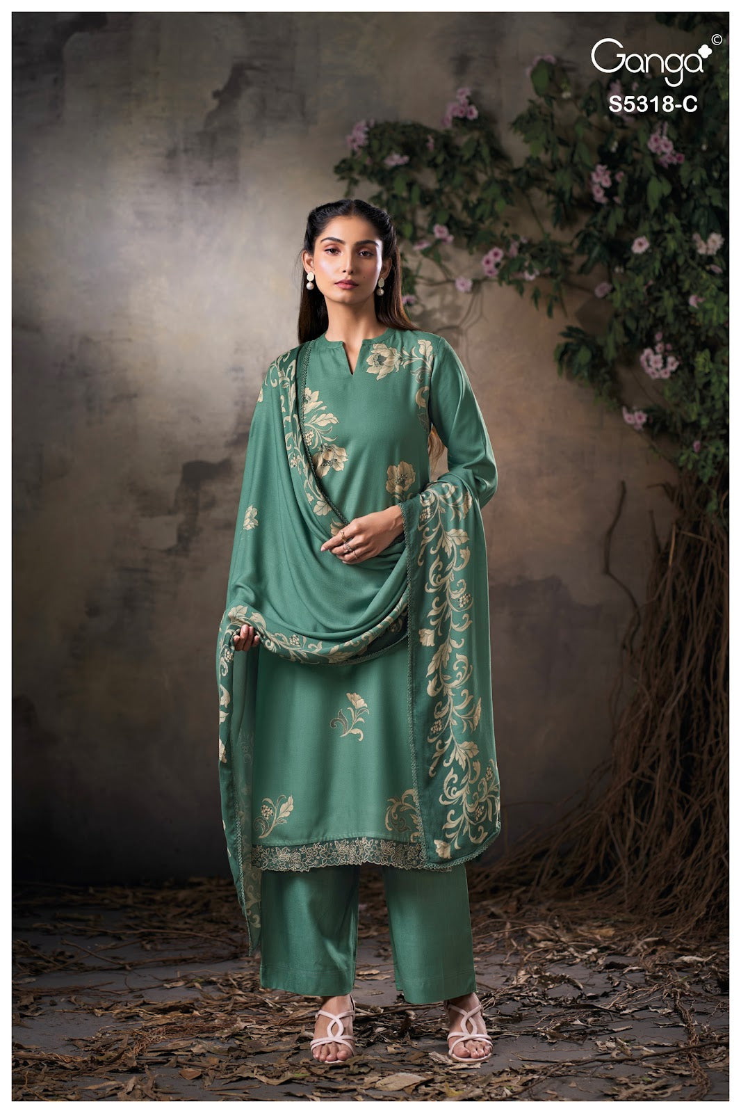 Eshnika S5318 Ganga Wool Pashmina Suits Wholesale