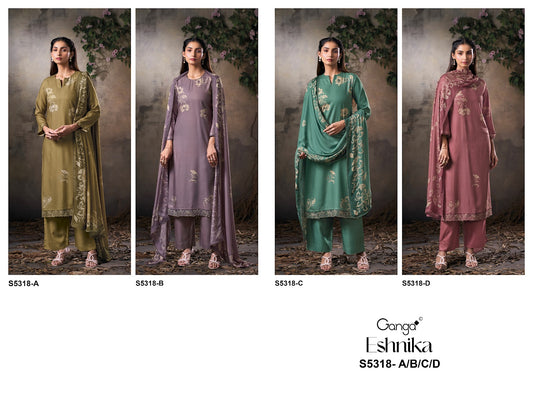 Eshnika S5318 Ganga Wool Pashmina Suits Wholesale