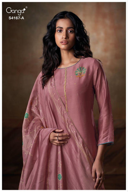 Eshra 4167 Ganga Pure Bemberg Pant Style Suits Wholesaler