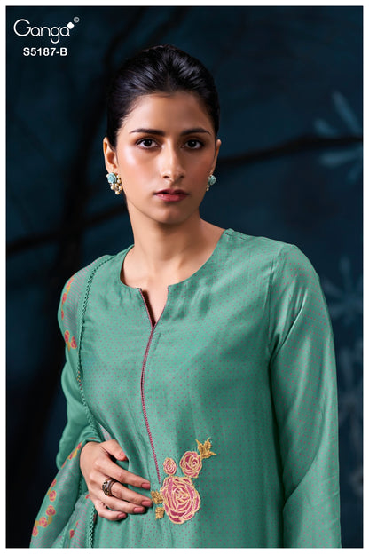 Eshtha S5187 Ganga Bemberg Silk Pant Style Suits Manufacturer Ahmedabad