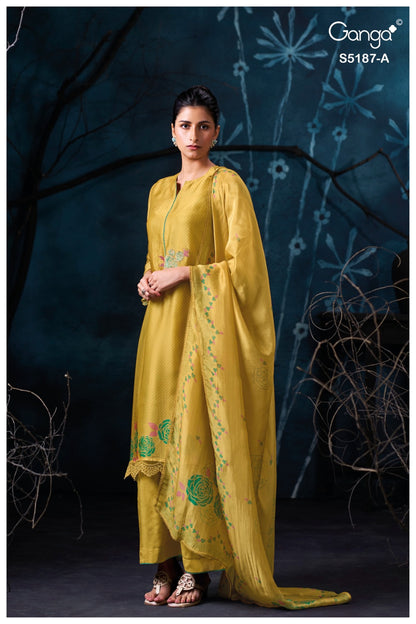 Eshtha S5187 Ganga Bemberg Silk Pant Style Suits Manufacturer Ahmedabad