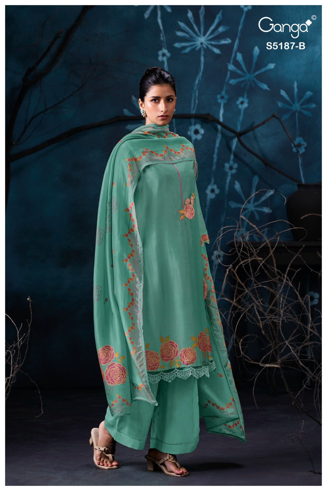 Eshtha S5187 Ganga Bemberg Silk Pant Style Suits Manufacturer Ahmedabad