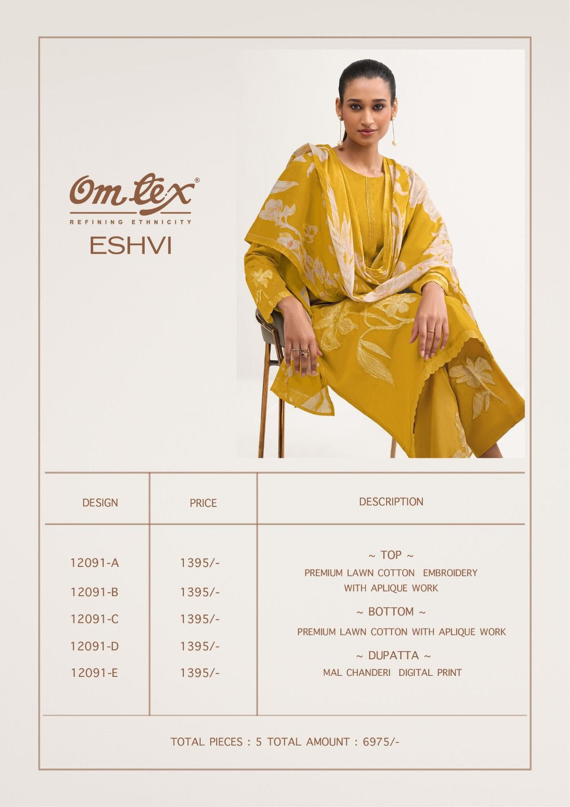 Eshvi Omtex Lawn Cotton Pant Style Suits Exporter India