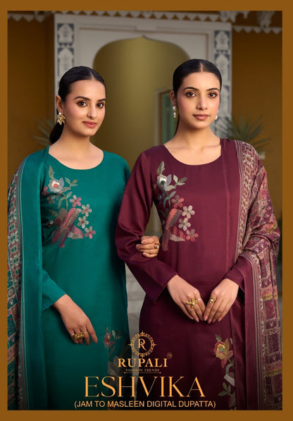 Eshvika Rupali Jam Satin Pant Style Suits Wholesaler