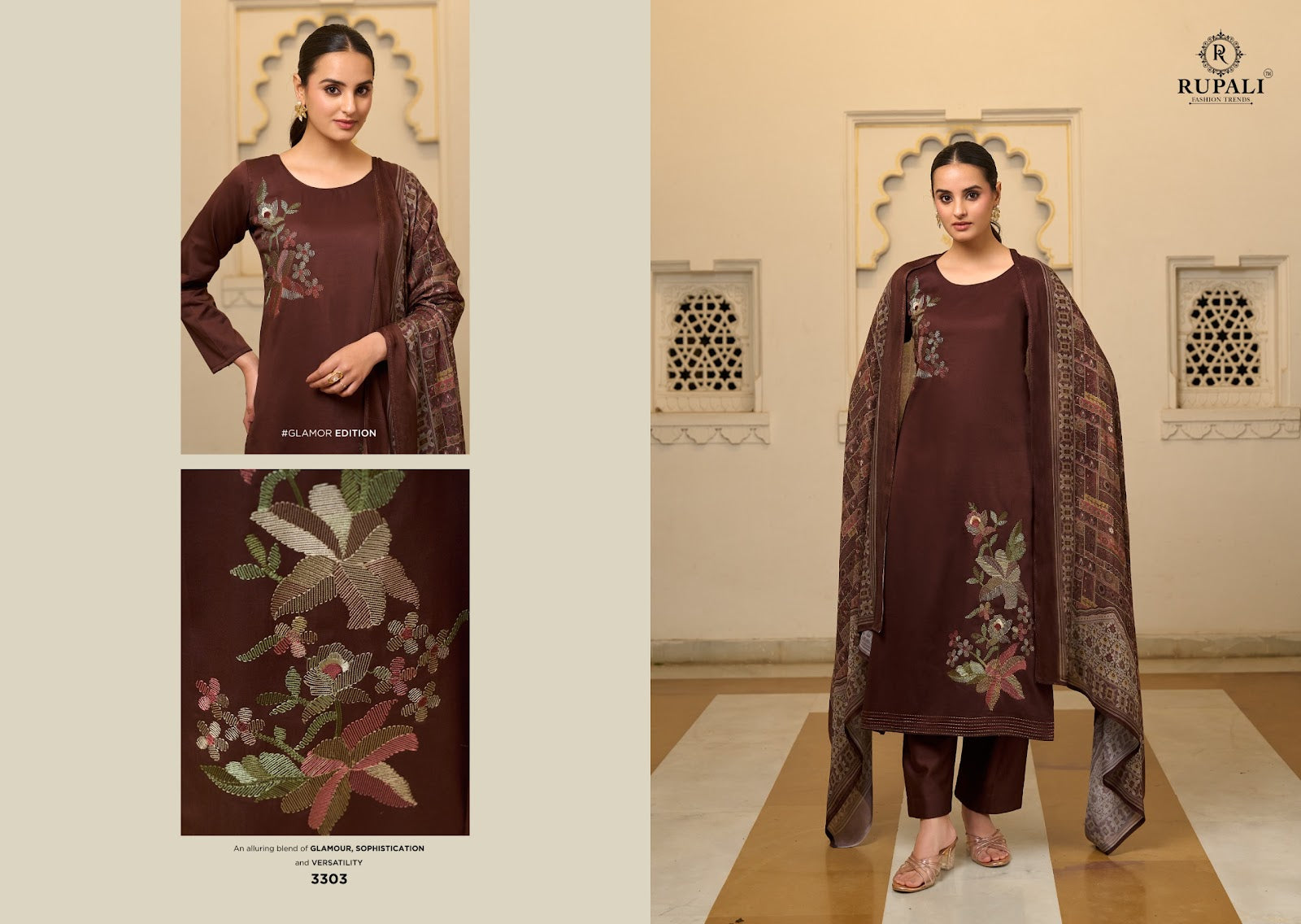 Eshvika Rupali Jam Satin Pant Style Suits Wholesaler