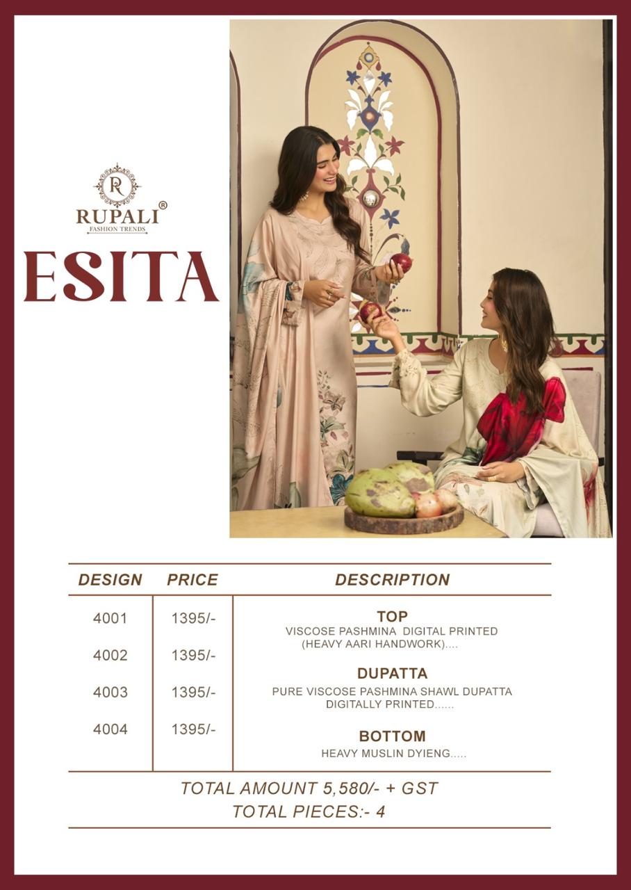 Esita Rupali Viscose Pashmina Suits Wholesaler Gujarat