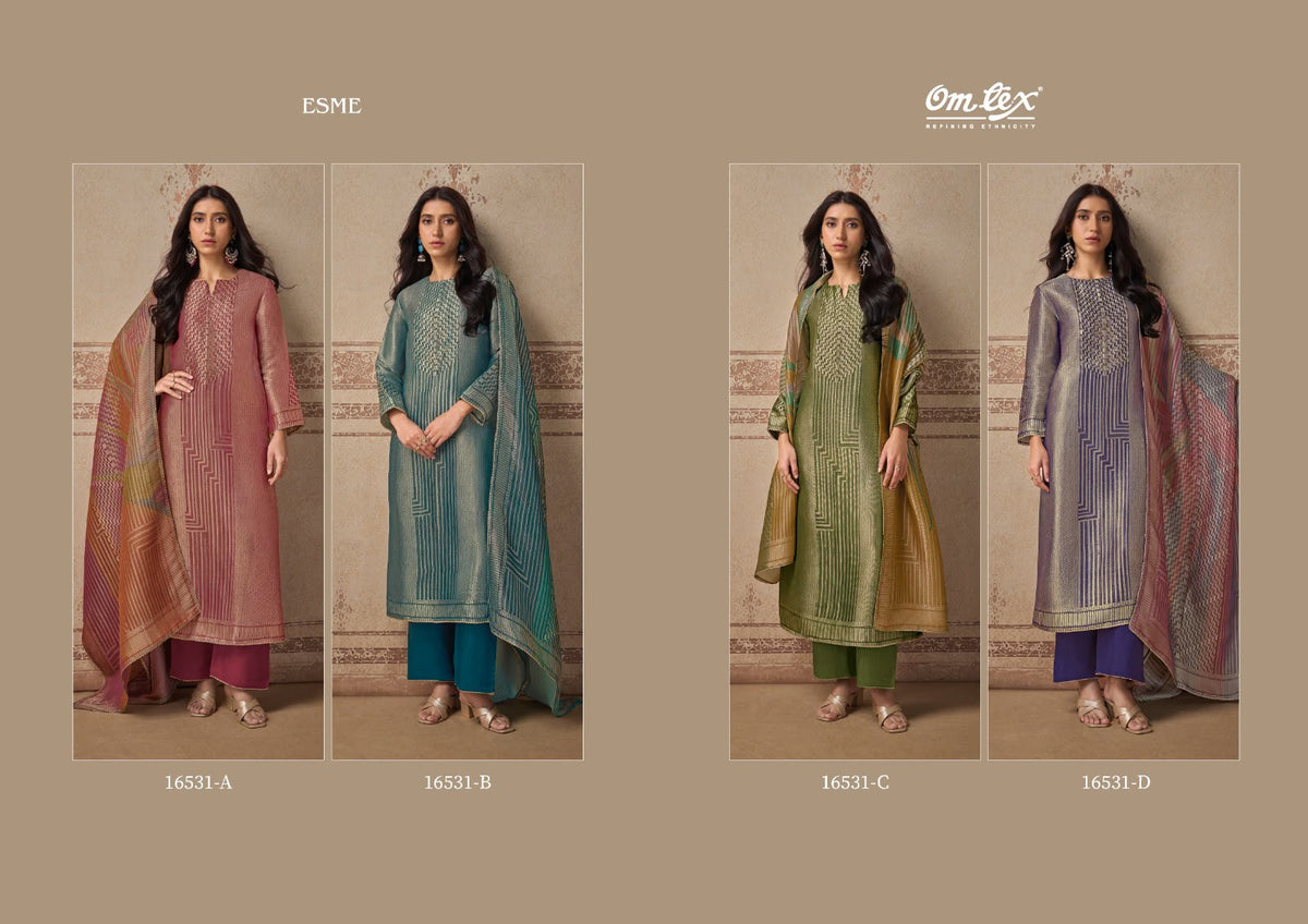 Esme Omtex Silk Jacquard Pant Style Suits Manufacturer Gujarat