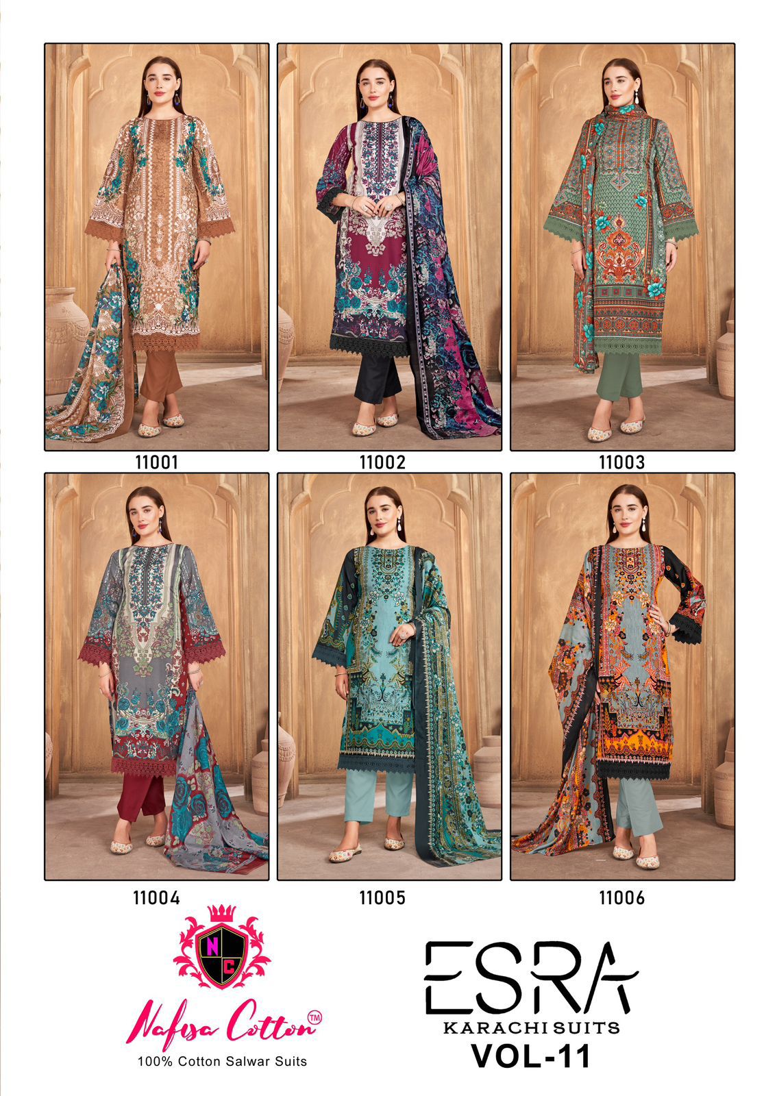 Esra Vol 11 Nafisa Cotton Karachi Salwar Suits Wholesale Price