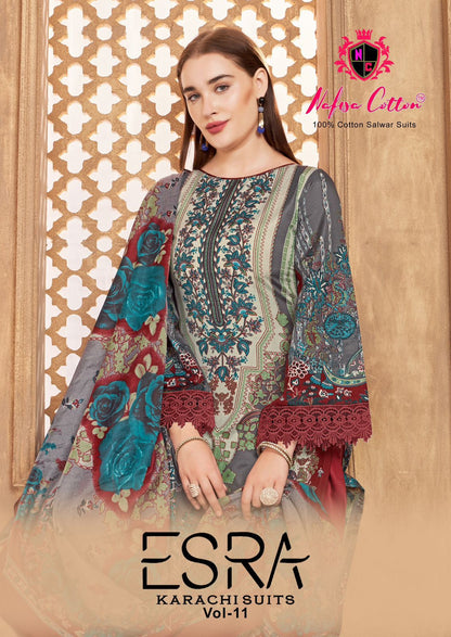 Esra Vol 11 Nafisa Cotton Karachi Salwar Suits Wholesale Price
