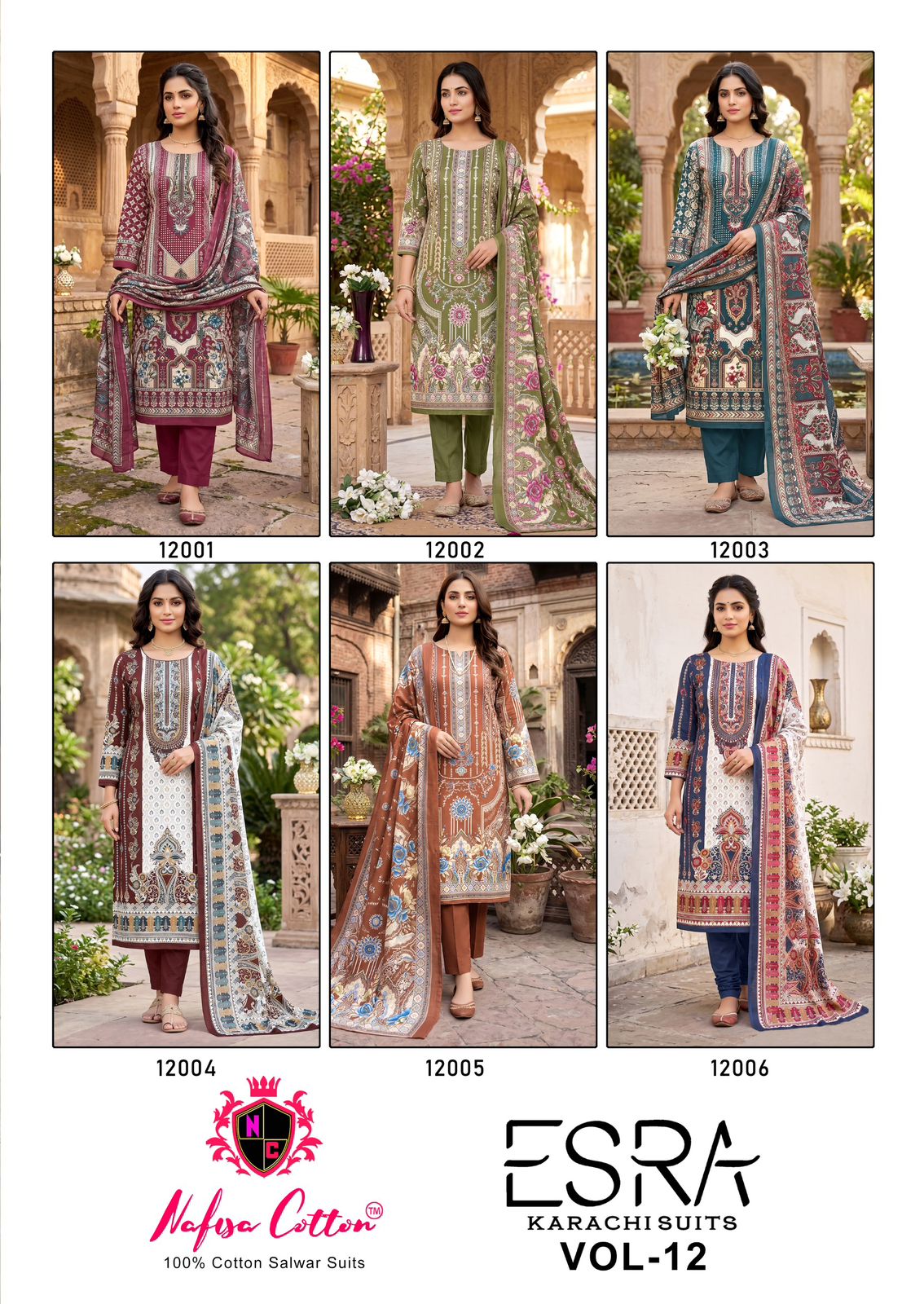 Esra Vol 12 Nafisa Cotton Karachi Salwar Suits Wholesale