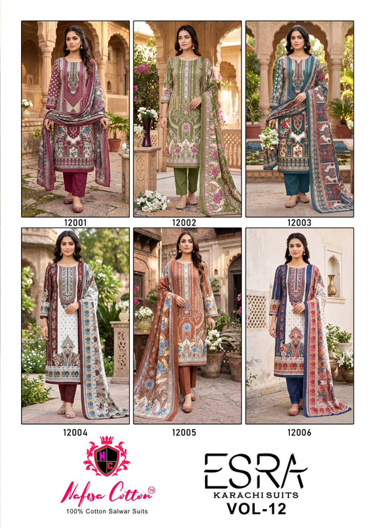 Esra Vol 12 Nafisa Cotton Karachi Salwar Suits Wholesale