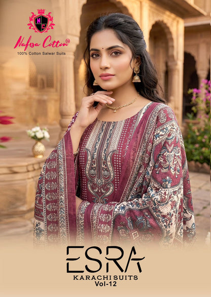 Esra Vol 12 Nafisa Cotton Karachi Salwar Suits Wholesale