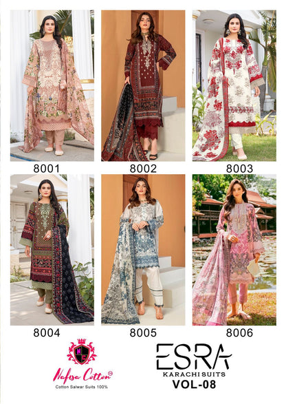 Esra Vol 8 Nafisa Cotton Karachi Salwar Suits Wholesale