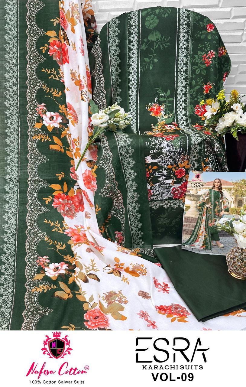 Esra Vol 9 Nafisa Cotton Karachi Salwar Suits Wholesaler