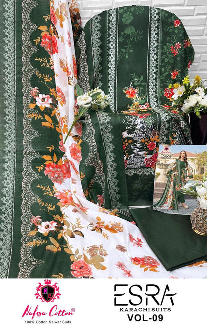 Esra Vol 9 Nafisa Cotton Karachi Salwar Suits Wholesaler