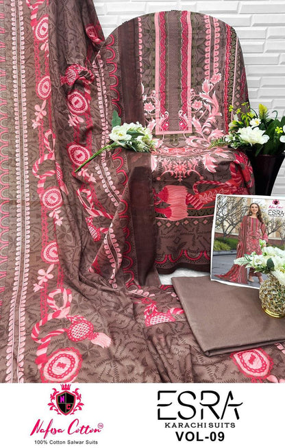 Esra Vol 9 Nafisa Cotton Karachi Salwar Suits Wholesaler