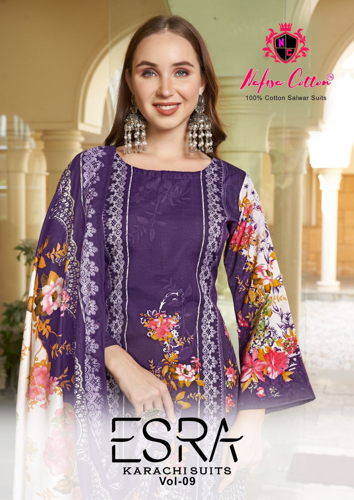 Esra Vol 9 Nafisa Cotton Karachi Salwar Suits Wholesaler