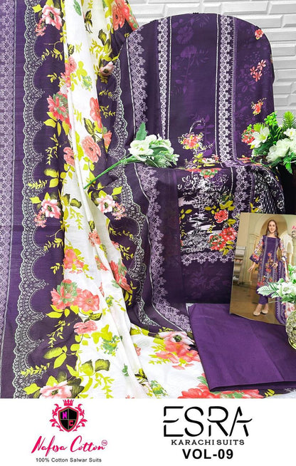 Esra Vol 9 Nafisa Cotton Karachi Salwar Suits Wholesaler