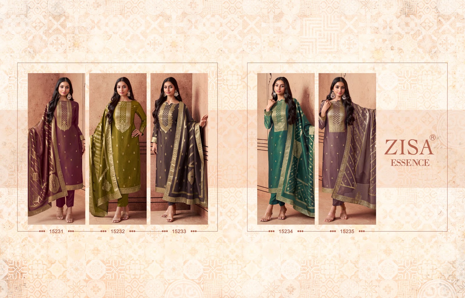 Essence Zisa Silk Jacquard Pant Style Suits Exporter Gujarat