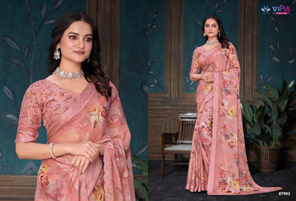 Estella Vipul Dull Moss Sarees Wholesale Price