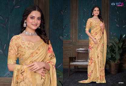 Estella Vipul Dull Moss Sarees Wholesale Price