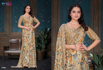 Estella Vipul Dull Moss Sarees Wholesale Price