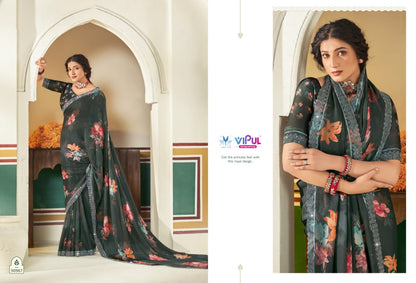 Estella Vol 2 Vipul Dull Moss Sarees Wholesaler Ahmedabad