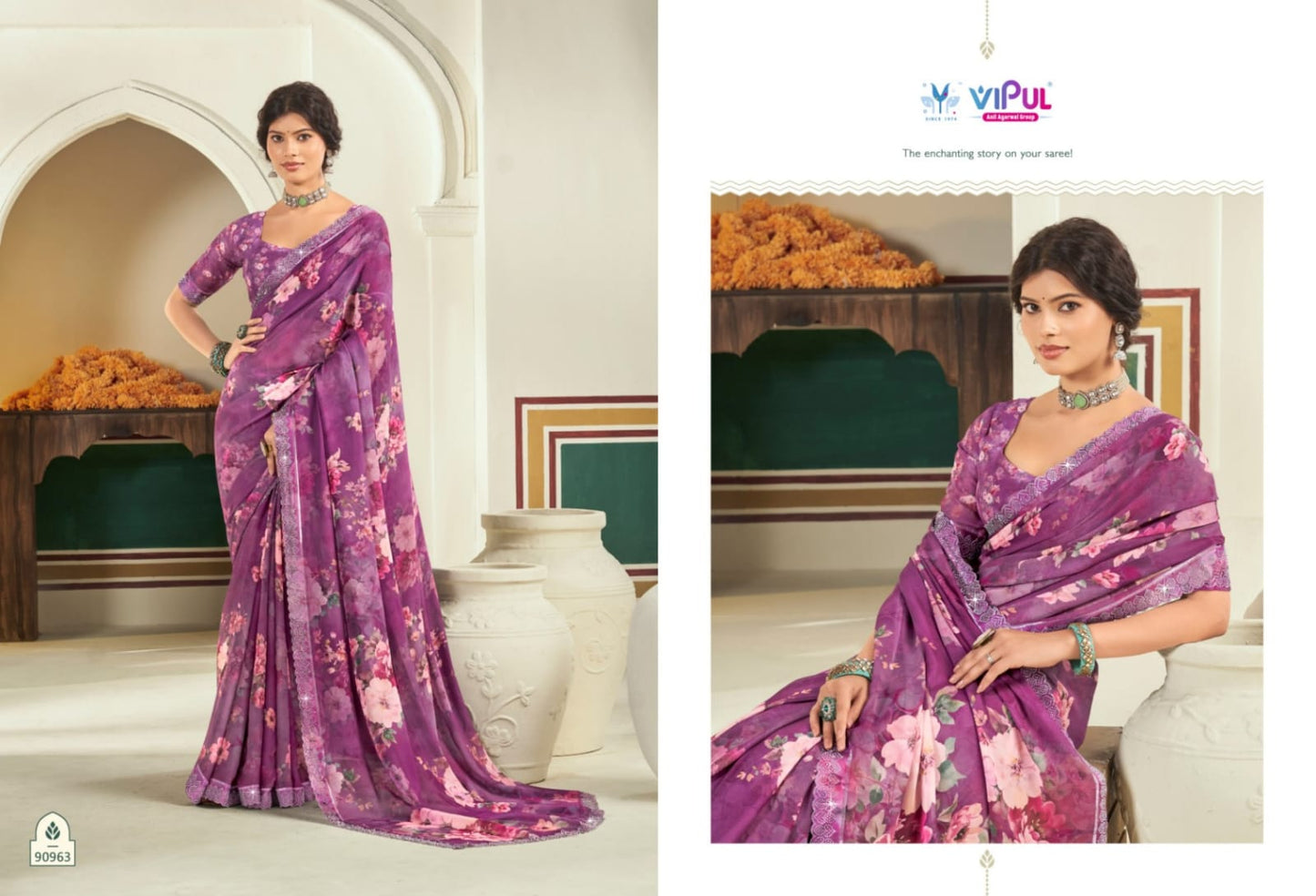 Estella Vol 2 Vipul Dull Moss Sarees Wholesaler Ahmedabad