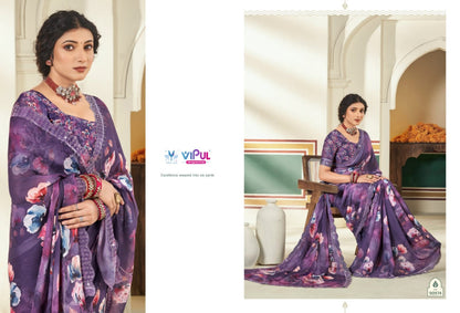 Estella Vol 2 Vipul Dull Moss Sarees Wholesaler Ahmedabad