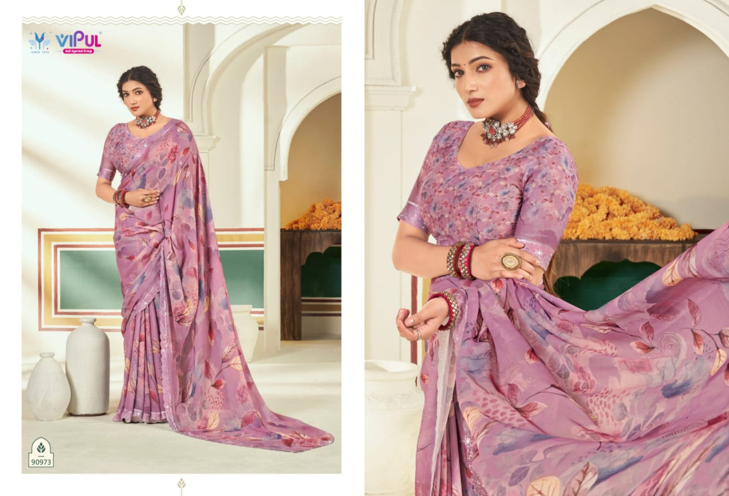 Estella Vol 2 Vipul Dull Moss Sarees Wholesaler Ahmedabad
