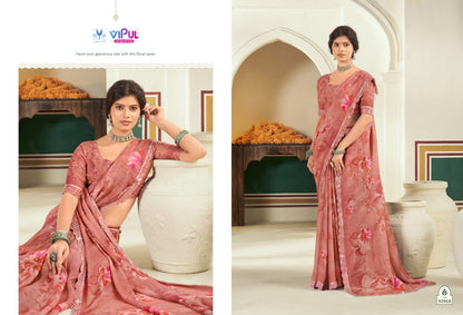 Estella Vol 2 Vipul Dull Moss Sarees Wholesaler Ahmedabad