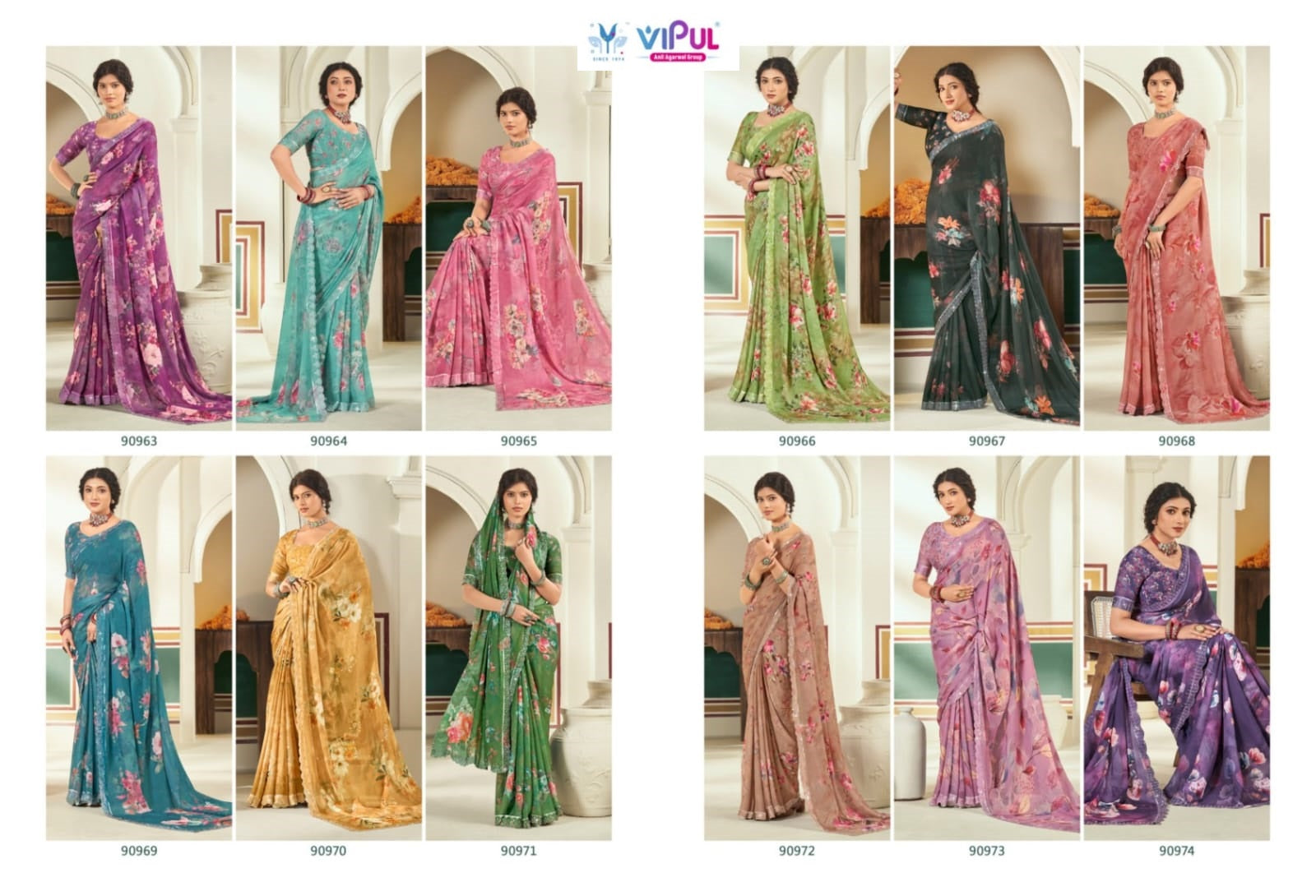 Estella Vol 2 Vipul Dull Moss Sarees Wholesaler Ahmedabad