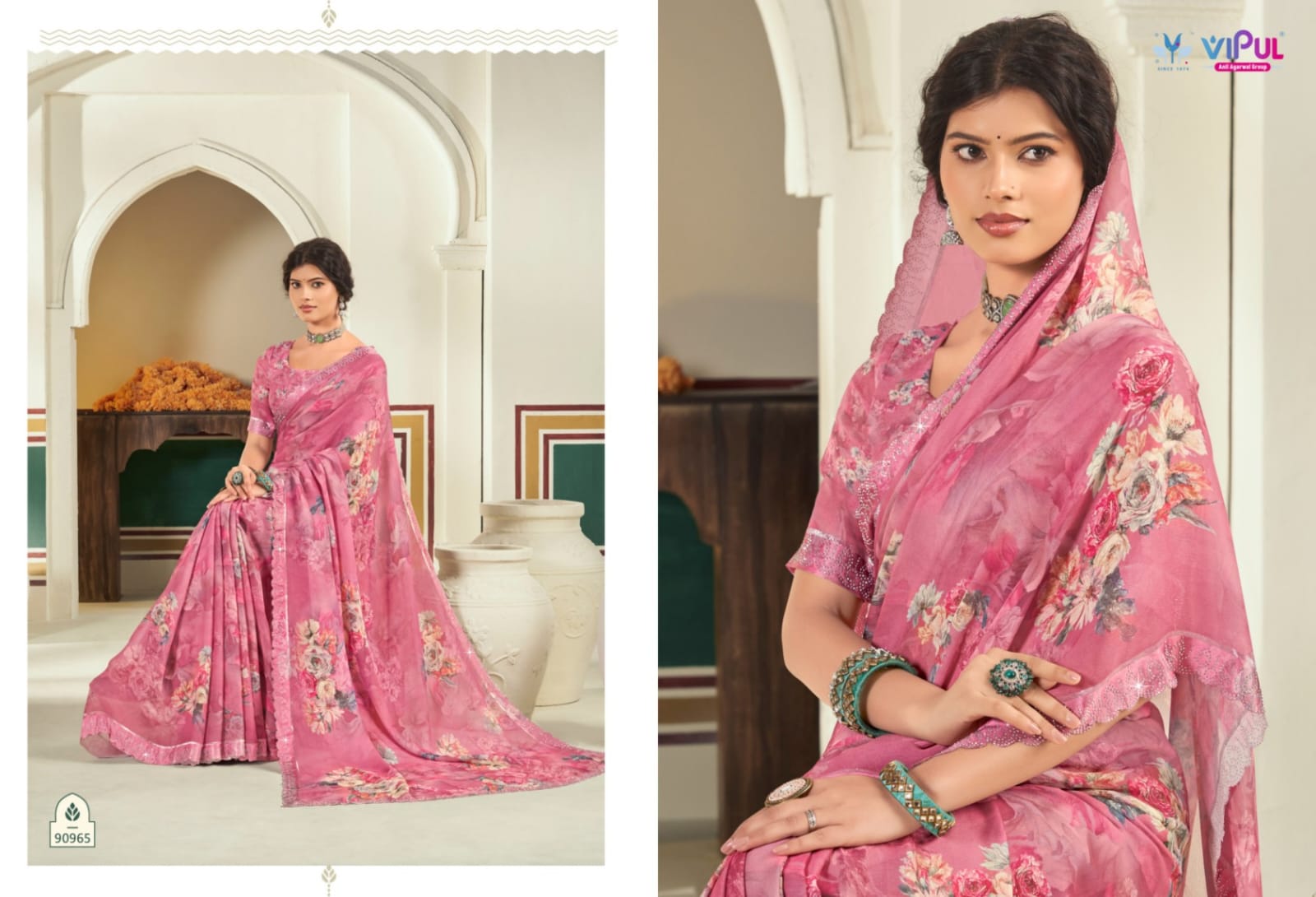 Estella Vol 2 Vipul Dull Moss Sarees Wholesaler Ahmedabad