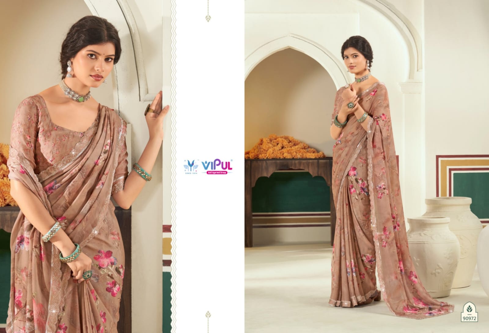 Estella Vol 2 Vipul Dull Moss Sarees Wholesaler Ahmedabad